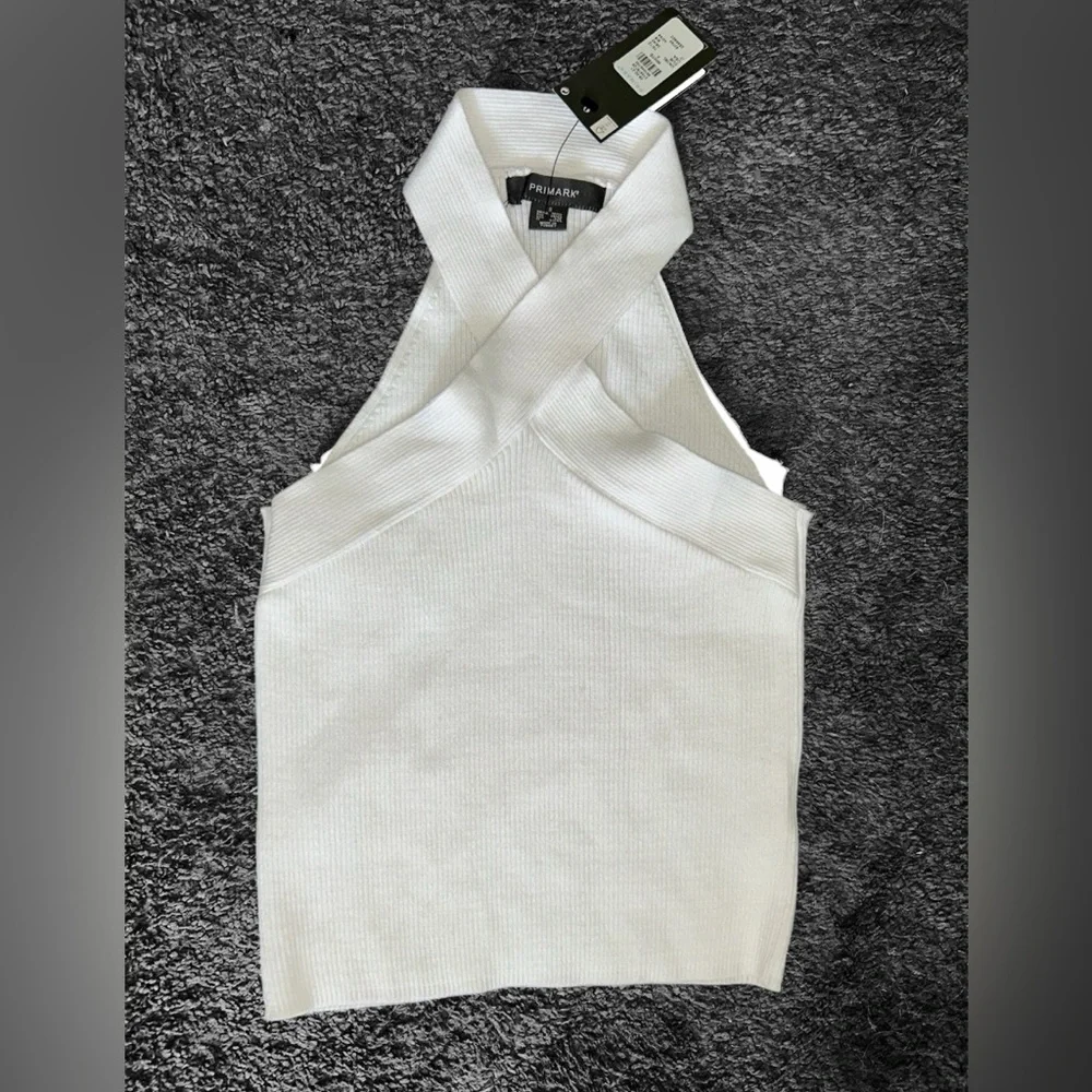Women's-Primark Criss Cross front and mock neck back. Ribbed, Cropped, Size S. - Picture 2 of 8